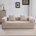 Convertible Couch Sofa Bed Foldable Floor Sleeper | Modern Fold Out Couch | Removable Backrest & Armrests | No Assembly Compression Sofa Sleeper for Living Room, Bedroom | Corduroy Fabric Beige