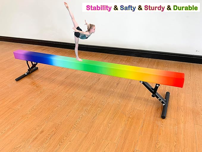 MARFULA Adjustable Balance Beam 8 ft Gymnastic Beam Adjustable Height for Kids and Teenage of All Gymnastic Levels, Gymnastic Training Beam Gymnastic Equipment for Athlete Home and Gym Club Use