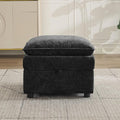 27" Cloud Sectional Modular Couch Ottoman with Storage, Upholstered Footrest with Anti-Slip Legs Large, Chenille Square Ottoman for Living Room, Bedroom, Entryway, Black