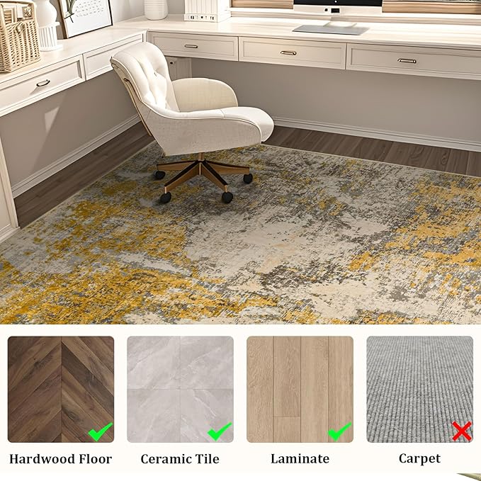 Office Chair Mat for Hardwood Floor, 72"x48" Easy Glide Computer Chair Mat Protector for Rolling Chair Under Desk Rug Nonslip Backing, Machine Wash