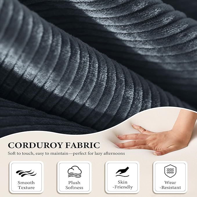AUGOP Boneless Couch Folding Couches for Living Room Sofa, Futon Sofa Bed with Sleeper Sofa, Futon Couch with Fixed-Shape Oversized Corduroy Upholstered (Dark Gray, 81 Inches)