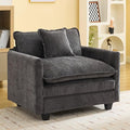 WUTUTUEE 41'' Modern Chenille Oversized Chair, Upholstered Accent Living Room Chair with Extra Thicked Deep Seat, Single Lounge Chair for Bedroom, Small Apartment, Dark Grey