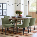 Modern Dining Chairs Set of 6, Upholstered Corduroy Dining Room Chairs with Wood Legs, Mid-Back Padded Kitchen Side Chairs for Dining Room, Green