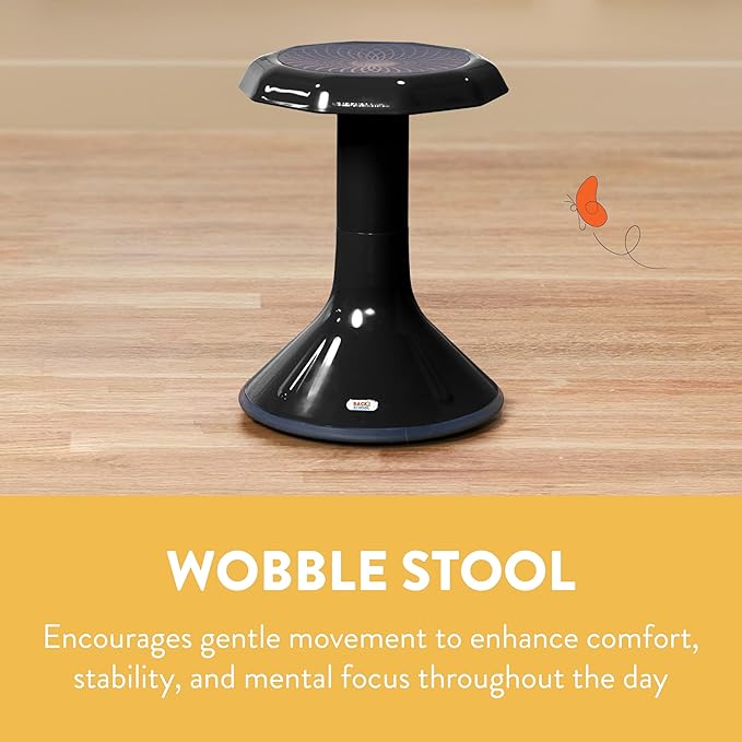 Wobble Stool, 18", Flexible Seating, Black
