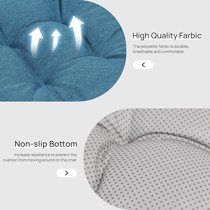 Love's cabin Memory Foam Chair Cushions Set of 4, Outdoor/Indoor Chair Pads for Dining Chairs 4 Pack, Seat Cushions for Kitchen, Dining Room, Office, Patio Chairs, 19"x19"x3.5" Blue