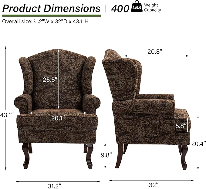 DREAMSIDEA Accent Chair, High Back Upholstered Armchair with High Resilience Sponge & Wood Legs, Mid-Century Modern Comfy Single Sofa Reading Chairs for Living Room, Bedroom (Cranberry, Set of 1)