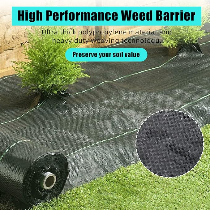 ExploreHorizon 4ft x 250ft Premium Weed Barrier Landscape Fabric, 5oz Heavy Duty, Weed Control Fabric, High Permeability Good for Flower Bed, Driveway Fabric Ground Cover