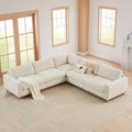 CHITA Super Large Luxury V Shape Corner Sectional Modular Sofa, Down Filled Modern Sofa, Deep Seat Comfty Cloud Couch, 114 inch Width, 5 Seat Couch with Chaise, Solid Wood Leg, Linen