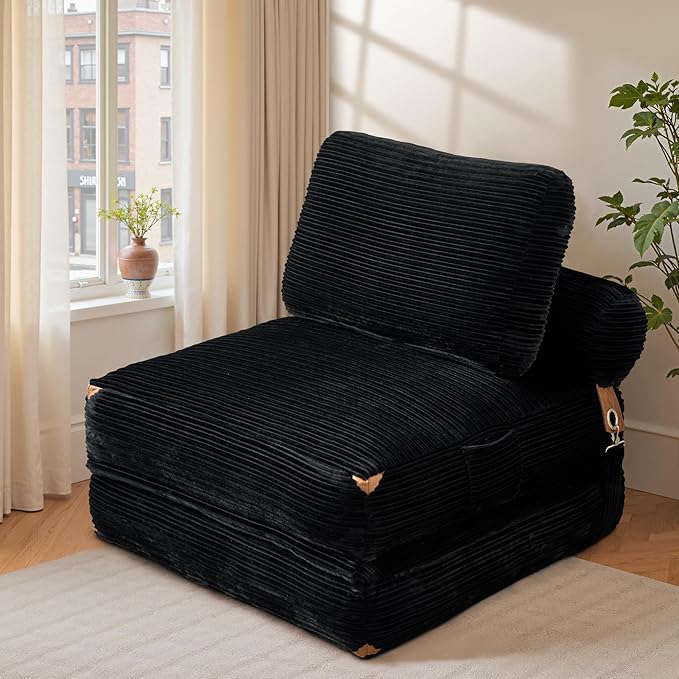 CAODOC Folding Sofa Bed Convertible Sleeper Chair with Pillow, Foldable Mattress Lounge Chair for Living Room Bedroom, Portable Guest Bed