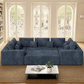 136'' Large Sectional Cloud Couches with Chaise, U Shaped Boneless Sofa Bed with Ottoman, No Assembly Required Deep Seat Modular Lounge for Living Room 4PCS Set, Bedroom(Grey)