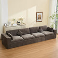 155''Cloud Boneless Sectional Couch, Modular Sectional Sofa Deep Seat, Oversized Upholstered Convertible Comfy 4 Seater Chenille Memory Foam Sofa Couches for Living Room, Brown