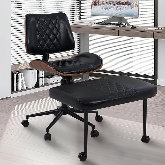 Azaeahom Ergonomic Cross Legged Office Chair with Wheels, Height Adjustable & 360°Swivel for Meditation, Desk & Yoga - Wide Criss Cross Design, Kneeling Chair - Black
