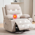 Recliner Chair Nursery, Oversized Manual Reclining Rocking Chair, 360 Swivel Glider with Cup Holder, Massage and Heat Recliner, Indoor Small Single Sofa Chairs for Adults, RV, Bedroom, Line Beige