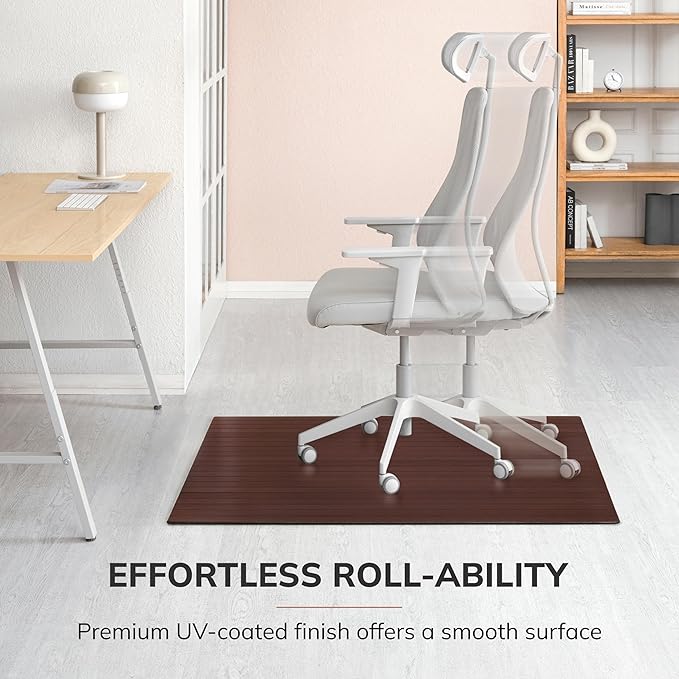 Anji Mountain Office Chairmat Thickest & Sturdy Bamboo Chairmats Highly Premium Quality Anti-Slip Heavy Duty for Multi-Purpose Hardwood Floor Office & Home Floor Protector Office Chair mat-5mm Thick