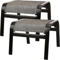 Deguifei Patio Outdoor Ottoman Footstools Assembled Aluminum Footrest Side Table Small Chairs Patio Ottoman 2 Set Brown