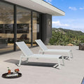PURPLE LEAF Patio Lounge Chair 2 Pieces White Aluminum Outdoor Chaise Lounge for Pool Backyard Beach with Wheels and Table, Mixed Color