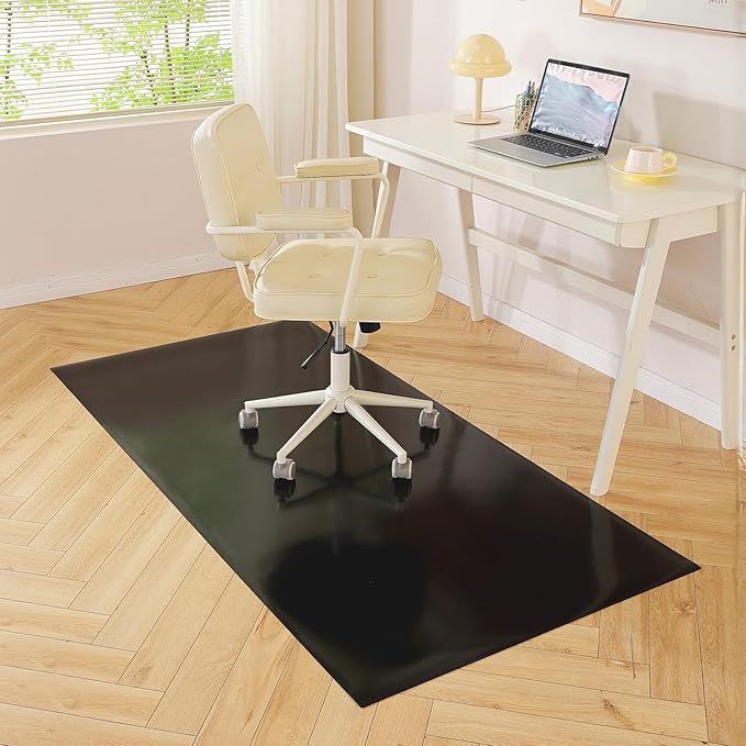 Black Office Chair Mat for Hardwood Floor, 36 x 60 Inch Computer Desk Chair Mat, Plastic Floor Protectors for Chairs, Heavy Duty Wood Tile Floor Mats for Home Laundry Dining Area