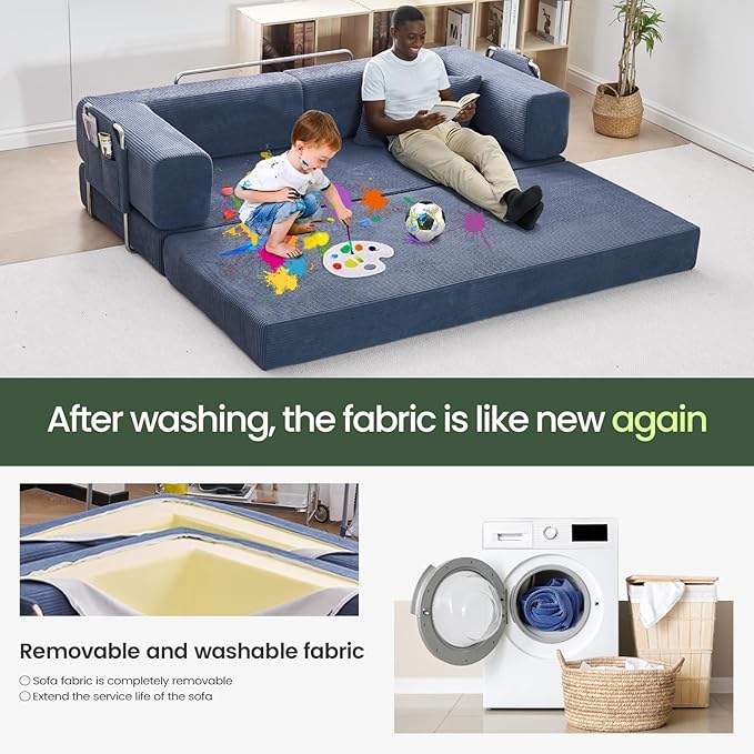 Multi-functionalcorduroy Sofa Bed, Crafted from Corduroy Fabric, is Ideal for Apartments and Living Rooms. Sleeper Sofa Couch Folding futon or Foldable Floor Convertible Floor Studio | Multi-functional