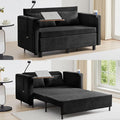 ORRD Pull Out Sofa Bed, 2-in-1 Multi-Functional Sleeper Couch Small Loveseat Bed with Hidden Side Table, Phone Holder and Cup Holder for Living Room, Small Space, Apartment (Black)