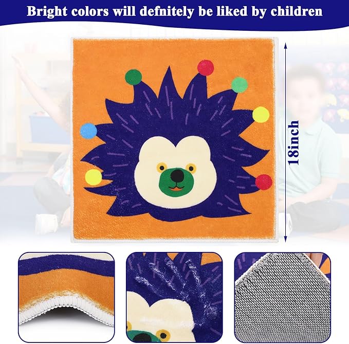 HiiARug Carpet Squares for Classroom Sitting, Kids Rug for Reading Corner, Hopscotch, Playroom, Small Circle Seats for Classroom, Elementary, Preschool, Daycare, 18"x18",Multicolor 8pcs