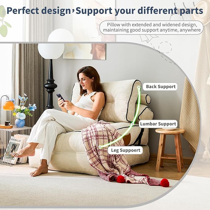 Fareforth Convertible Folding Sofa Bed, Sleeper Couch with Pillows Foldable Floor Chair with Back Support, Lounge Sofa for Living Room, Single, Beige