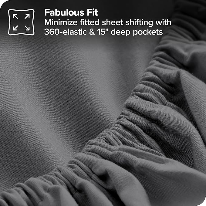 Bare Home Bed-in-A-Bag 7 Piece Comforter & Sheet Set - Full XL - Goose Down Alternative - Ultra-Soft 1800 Premium Bed Set (Full XL, Light Grey/Grey)