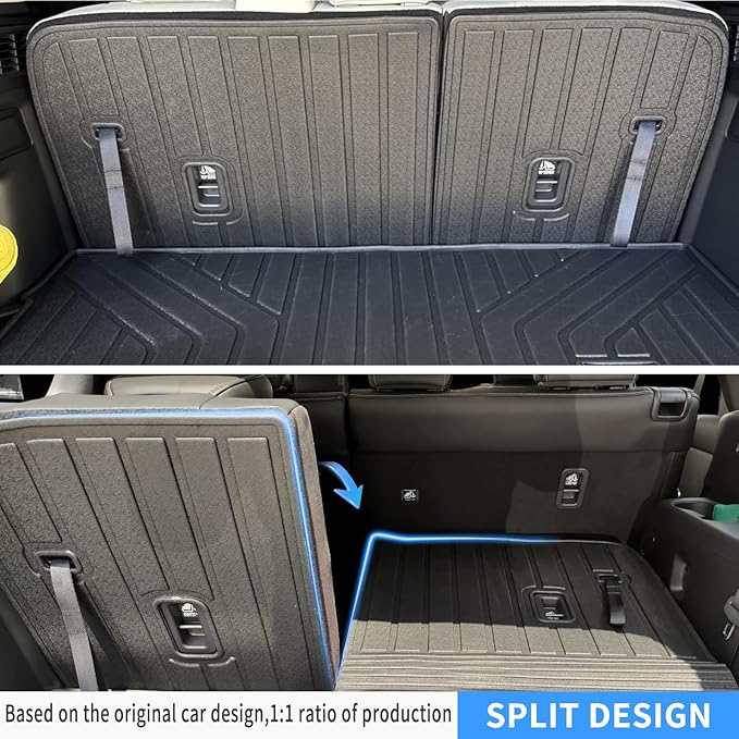 Large Cargo Liners for 2024 2025 2026 Mazda CX90 CX-90 7/8 Seats (Not for 6 Seats) (40/60 Split Folded),TPE All Weather Protection Car Trunk Mat Covering The Backrest Mat Accessories