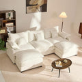 GOSUHI 108" U Shaped Couch, Modular Sectional Sofa, 3-Seater Comfy Cloud Couch with Movable Ottoman, Deep Seat Couches for Living Room, Chenille, Ivory