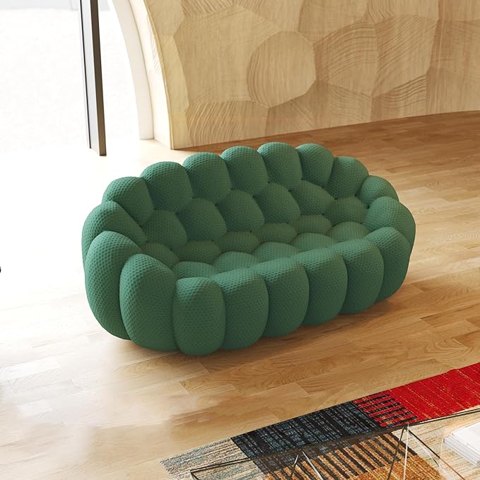 JACH 78.74'' Bubble Sofa, Modern Loveseat Couch, Green, Polyester & Sponge, 78.74"L x 42.52"W x 30.71"H