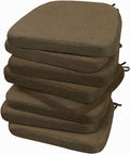 AAAAAcessories D-Shaped Chair Cushions, 2" Thick Dining Chair Pads with Ties and Removable, Machine-Washable Cover, 17" x 16", Set of 8, Taupe