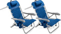 Homevative Cooler+ Folding Backpack Beach Chair with 5 Positions, Towel bar, XL Cooler Pouch, Storage Net, Cup and Phone Holder, Breeze, 2 Pack