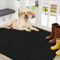 REFETONE Indoor Doormat, Front Back Door Mat 32"x48" Rubber Backing Non Slip Mats, Absorbent Washable Entrance Doormat for Entryway, Resist Dirt Low-Profile Inside Floor Mat for Muddy Shoes, Black