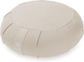 Node Fitness Zafu Meditation Cushion, 15" Round Buckwheat Yoga Pillow with Organic Cotton Cover - Natural