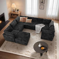 CAODOC Large 8 Seat Modular Sectional Sofa with Ottoman Seat Corduroy Sleeper Sectional Sofa Bed Oversized Convertible Modular Couch for Living Room