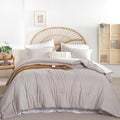 weigelia King Comforter Set Linen Grey Comforter King Bed in a Bag Bedding Set 7 Pieces King Size Comforter Set with Sheets for All Season