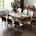 YaFiti Dining Chairs Set of 8, Dining Room and Kitchen Chairs, Mid Century Modern Accent Chair, Upholstered PU Leather Chairs for Vanity with Walnut Bentwood and Metal Legs, Beige