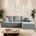 HYJT-H&K Modular Sectional Sofa Cloud Secttional Couch, 107" Comfy L Shaped Couches for Living Room, Deep Seat Memory Foam Fluffy Plush Corduroy Boneless Couch Sectionals Right Facing Sofa Chaise Grey