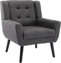 OO BY ORANGE ONLINE Linen Accent Chair, Mid-Century Modern Tufted Armchair for Living Room, Bedroom & Office (Drak Gray)