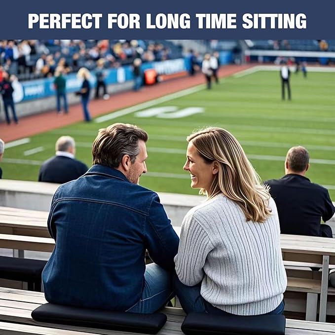 UCOMFEEL Portable Bleacher Seat Cushions with Handle, 2 Inches Thick, Waterproof Oxford Fabric, Zipper Design, Set of 2 (Blue)