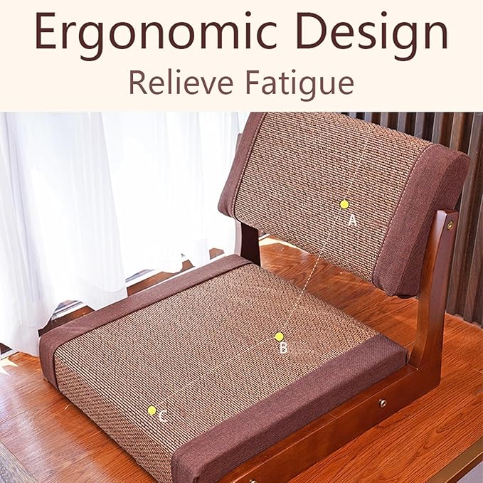ELEFOCUS Tatami Zaisu Meditation,Tatami Floor Chair,Meditation Chair with Back Support,Adjustable Floors Seating with Back Support(Brown)