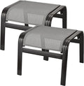 Deguifei Patio Ottomans Outdoor Foot Rest Aluminum Patio Footstool Samll Seat Wicker Furniture Patio Ottoman 2 Pieces Grey