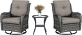 Belord 3 PCS Patio Furniture Set - Mixed Grey Wicker Swivel Rocking Chair Set with Side Table