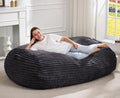 Hobestluk 5FT Bean Bag Chairs Adult Bean Bag with Portable Handle Comfy Large Bean Bag Lounge Chair with Removable Cover for Living Room Bedroom (Stripe Dark Grey, 5FT)