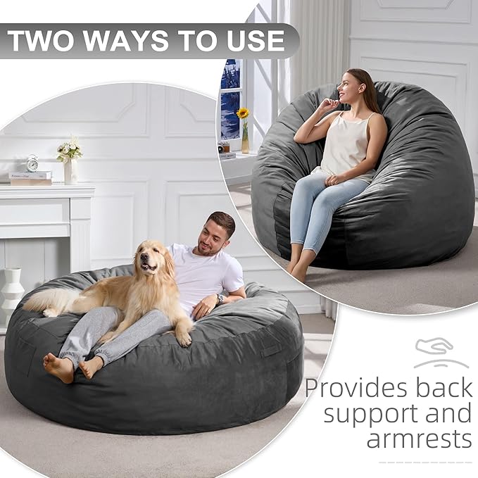 Hobestluk Bean Bag Chair 6Ft Giant Bean Bag Chairs for Adults Large Bean Chairs with Removable Cover,Big BeanBag Chairs for Living Room, Bedroom
