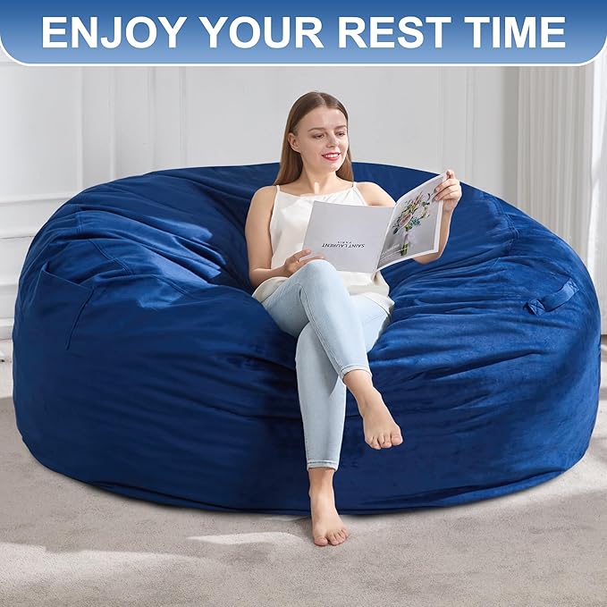Hobestluk 5FT Bean Bag Chair Giant Bean Bag Chairs for Adults Large Bean Chairs with Removable Cover, Beanbag Chair with Filler, Adult Bean Bag Chairs for Living Room, Bedroom