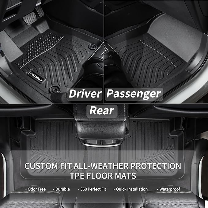 KELCSEECS® Floor Mats Custom for Nissan Frontier Crew Cab 2022-2026(Not for 2nd with Under Seat Speaker),All Weather Protection TPE Heavy Duty Non-Slip Liners Full Set Frontier Accessories,Black