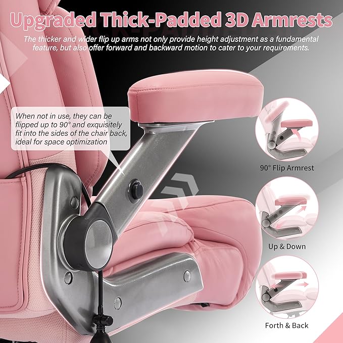 Big and Tall Office Chair 700lbs - Adjustable Headrest&Lumbar Support, 3D Flip Arms, Large Wheels &Heavy Duty Metal Base, Ergonomic High Back Computer Chair Desk Chair, Thick Padded Extra Wide Seat