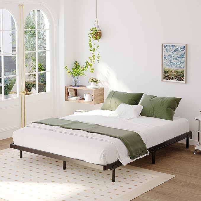Upcanso Full Size Box Spring Bed Base 2 Inch, Low Profile Metal Boxspring Full Size Bunkie Board 2 Inch, 3000 Lbs Max Weight Capacity Mattress Foundation, Noise-Free, Easy Assembly