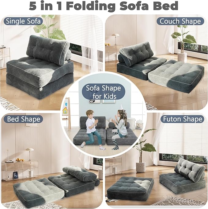 Folding Sofa Bed,Convertible Sleeper Chair for Adults, Folding Sofa Bed Foam Filling Couch with Pillow，Sleeper Chairs Single Size Floor Mattress