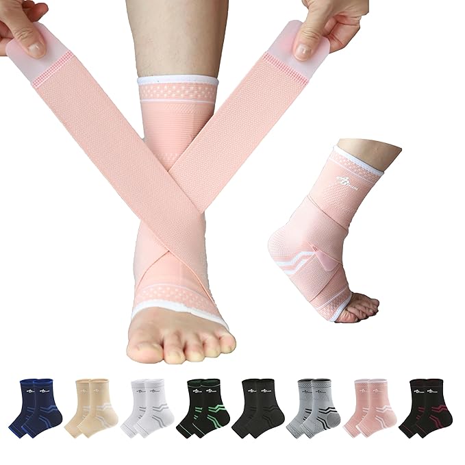 ABIRAM Ankle Brace for Women & Men, Ankle Compression Sleeve with Wrap, Foot Support Sleeve, Ankle Support for Sprained Ankle, Plantar Fasciitis Relief Socks, Achilles Tendonitis, Sports, XL